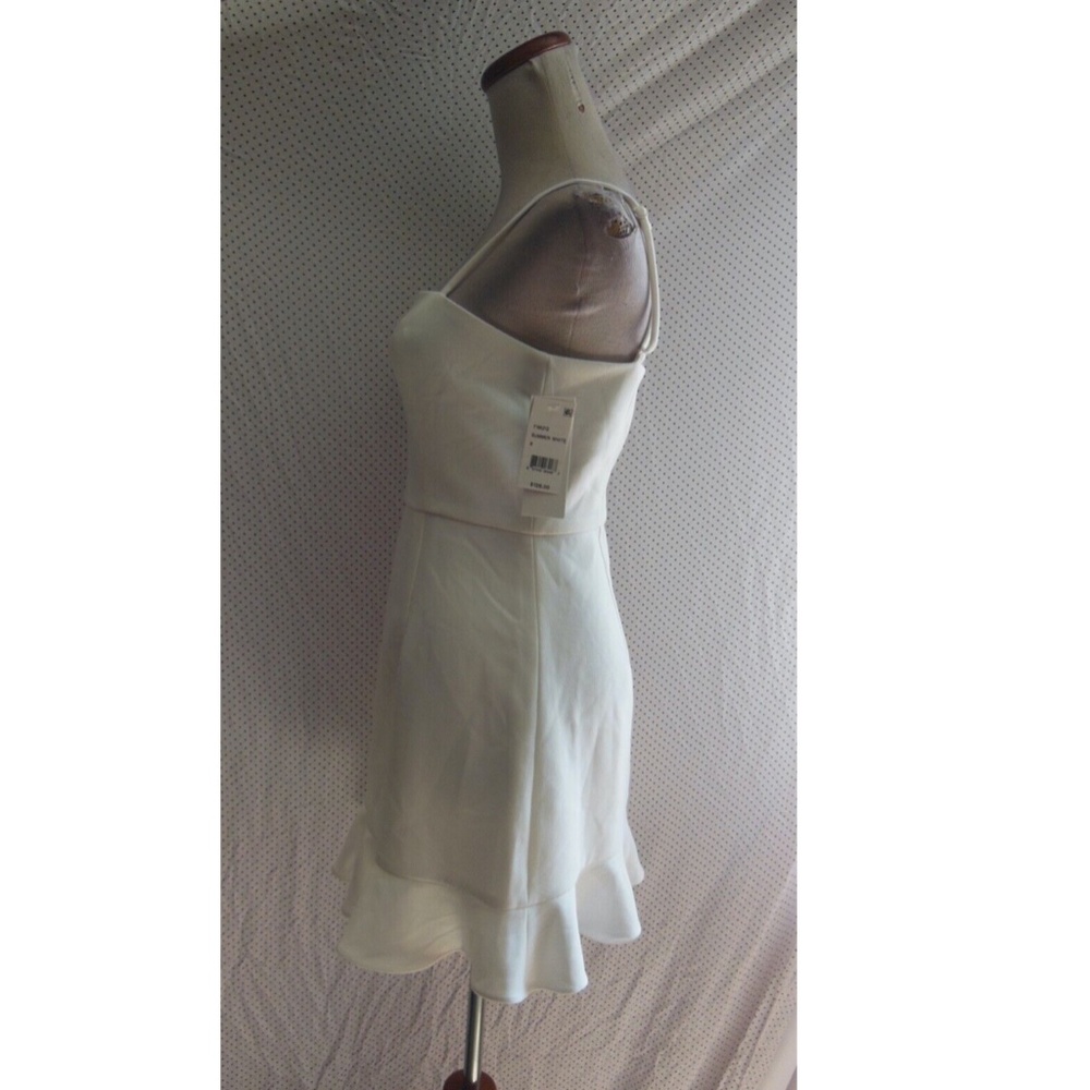 NEW FRENCH CONNECTION Whisper SUMMER WHITE Frill RUFFLE Hem Summer MINI DRESS 8 - Picture 6 of 15